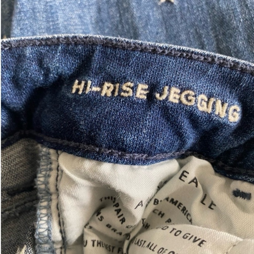 American Eagle Womens High Rise Jegging Sz 0 Embroidered White Stars Distressed - Picture 5 of 10